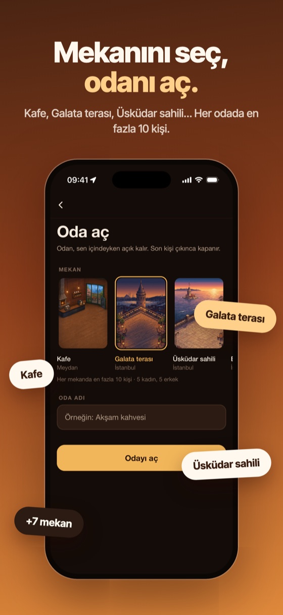 Mekanını seç, odanı aç